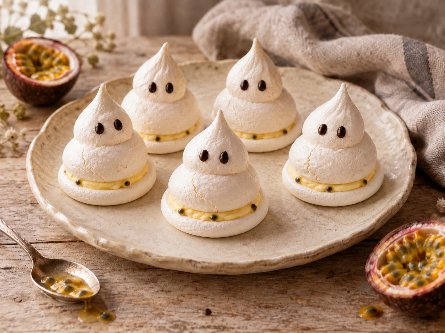 Imagen generada de fantasmas de merengue sobre bases aparte