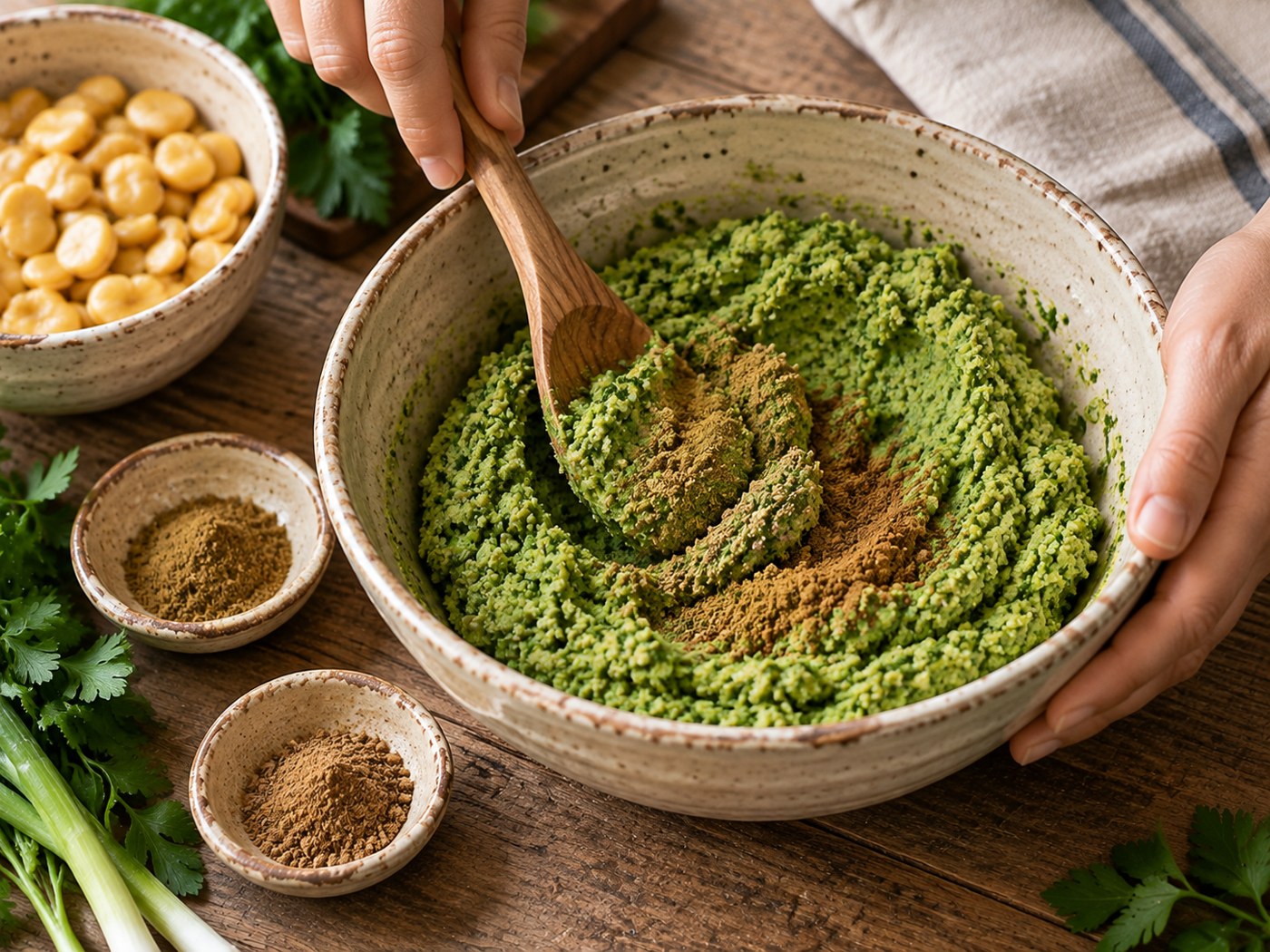Pasta de habas sazonada con especias